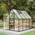 Premium Gewächshaus Aluminium 230x180x195cm 4.14m² Begehbares Garten-Gewächshaus mit verstärktem Fundament & Dachfenster & Tür Wetterfest & temperaturbeständig für Tomaten, Gemüse & Pflanzen - Thumbnail 9