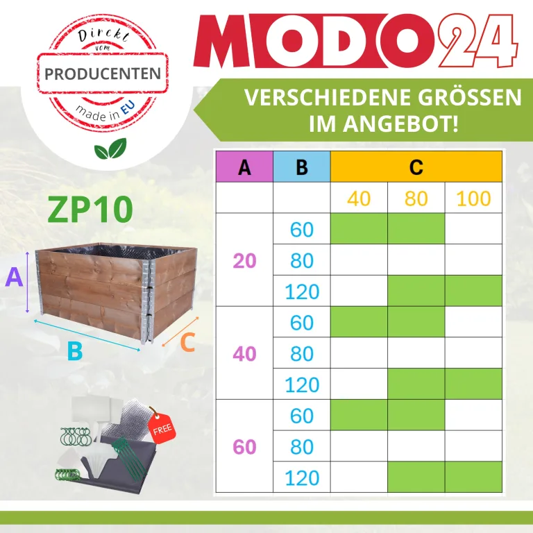 Hochbeet Holz, mit Noppenfolie, Kräuterbeet, Gartenbeet, Pflanzbeet, Blumenbeet, Gemüsebeet, für Garten und Terrasse, Kiefernholz, Massivholz, Abmessungen 40x60x80 cm, Farbe: Braun – Bild 6