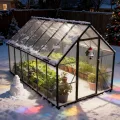Froadp Gewächshaus aus Aluminium mit Fundament 340x180x195cm Gartengewächshäuser 4mm PC-Hohlkammerplatten Wetterfest Treibhaus, Tomatenhaus mit Fenstern Treibhaus für Garten & Aufzucht - Thumbnail 9