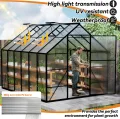 Froadp Gewächshaus aus Aluminium mit Fundament 380x250x205cm Gartengewächshäuser 4mm PC-Hohlkammerplatten Wetterfest Treibhaus, Tomatenhaus mit Fenstern Treibhaus für Garten & Aufzucht - Thumbnail 6
