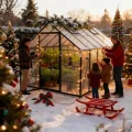 Froadp Gewächshaus aus Aluminium mit Fundament 380x250x205cm Gartengewächshäuser 4mm PC-Hohlkammerplatten Wetterfest Treibhaus, Tomatenhaus mit Fenstern Treibhaus für Garten & Aufzucht - Thumbnail 9
