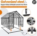 Froadp Gewächshaus aus Aluminium mit Fundament 380x250x205cm Gartengewächshäuser 4mm PC-Hohlkammerplatten Wetterfest Treibhaus, Tomatenhaus mit Fenstern Treibhaus für Garten & Aufzucht - Thumbnail 3