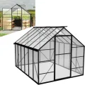 Gartengewächshaus Aluminium mit Fundament 230x180x195 cm Gewächshaus Pflanzenhaus mit Schiebetür und Dachfenster Treibhaus Gartenhaus Winterfest Aufzucht Tomatenhaus (6x8 ft) - Thumbnail 4