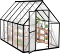 Froadp Gewächshaus aus Aluminium mit Fundament 280x180x195cm Gartengewächshäuser 4mm PC-Hohlkammerplatten Wetterfest Treibhaus, Tomatenhaus mit Fenstern Treibhaus für Garten & Aufzucht - Thumbnail 1