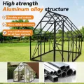 Froadp Gewächshaus aus Aluminium mit Fundament 230x180x195cm Gartengewächshäuser 4mm PC-Hohlkammerplatten Wetterfest Treibhaus, Tomatenhaus mit Fenstern Treibhaus für Garten & Aufzucht - Thumbnail 4