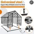 UISEBRT Gewächshaus Treibhaus für Garten Tomatenhaus mit Fundament Frühbeet Pflanzenhaus mit Fenster & Wetterfestem Hohlkammerplatten Gartengewächshäuser 380x250x205cm UV- & Frostgeschützt - Thumbnail 3