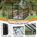 UISEBRT Gewächshaus Treibhaus für Garten Tomatenhaus mit Fundament Frühbeet Pflanzenhaus mit Fenster & Wetterfestem Hohlkammerplatten Gartengewächshäuser 380x250x205cm UV- & Frostgeschützt - Thumbnail 7