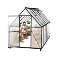 UISEBRT Gewächshaus Treibhaus für Garten Tomatenhaus mit Fundament Frühbeet Pflanzenhaus mit Fenster & Wetterfestem Hohlkammerplatten Gartengewächshäuser 380x250x205cm UV- & Frostgeschützt - Thumbnail 10