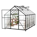 UISEBRT Gewächshaus Treibhaus für Garten Tomatenhaus mit Fundament Frühbeet Pflanzenhaus mit Fenster & Wetterfestem Hohlkammerplatten Gartengewächshäuser 380x250x205cm UV- & Frostgeschützt - Thumbnail 1