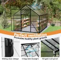 UISEBRT Gewächshaus Treibhaus für Garten Tomatenhaus mit Fundament Frühbeet Pflanzenhaus mit Fenster & Wetterfestem Hohlkammerplatten Gartengewächshäuser 310x250x205cm UV- & Frostgeschützt - Thumbnail 7