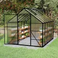 UISEBRT Gewächshaus Treibhaus für Garten Tomatenhaus mit Fundament Frühbeet Pflanzenhaus mit Fenster & Wetterfestem Hohlkammerplatten Gartengewächshäuser 310x250x205cm UV- & Frostgeschützt - Thumbnail 9