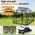 UISEBRT Gewächshaus Treibhaus für Garten Tomatenhaus mit Fundament Frühbeet Pflanzenhaus mit Fenster & Wetterfestem Hohlkammerplatten Gartengewächshäuser 310x250x205cm UV- & Frostgeschützt - Thumbnail 4