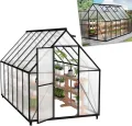 Gewächshaus für Garten, Aluminium Treibhaus, Tomatenhaus & Pflanzenhaus mit Fundament, Dachfenster, PC-Platten, Bodenanker, Eisenverstärkung, 340x180x195cm Frühbeet, Wetterfest & UV-beständig - Thumbnail 1