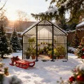 ACXIN Gewächshaus für Garten, Aluminium Treibhaus, Tomatenhaus & Pflanzenhaus mit Fundament, Dachfenster, PC-Platten, Bodenanker, Eisenverstärkung, 380x250x205cm Frühbeet, Wetterfest & UV-beständig - Thumbnail 9