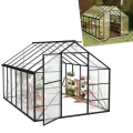 ACXIN Gewächshaus für Garten, Aluminium Treibhaus, Tomatenhaus & Pflanzenhaus mit Fundament, Dachfenster, PC-Platten, Bodenanker, Eisenverstärkung, 380x250x205cm Frühbeet, Wetterfest & UV-beständig - Thumbnail 1
