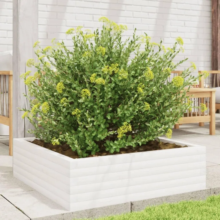 Gecheer Pflanzkübel Weiß Robustes Massivholz Kiefer großzügiger Platz für Pflanzen Gemüse Kräuter und Blumen ideal für Garten Balkon Terrasse – Bild 4