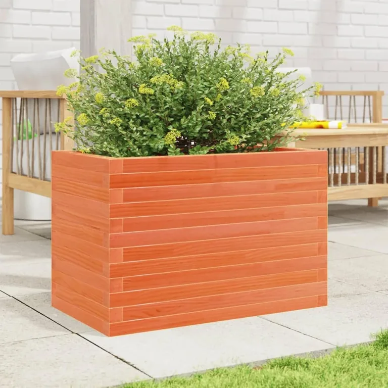 Gecheer Pflanzkübel Wachsbraun Robustes Massivholz Kiefer großzügiger Platz für Blumen Pflanzen Gemüse und Kräuter ideal für Garten Dekoration – Bild 2