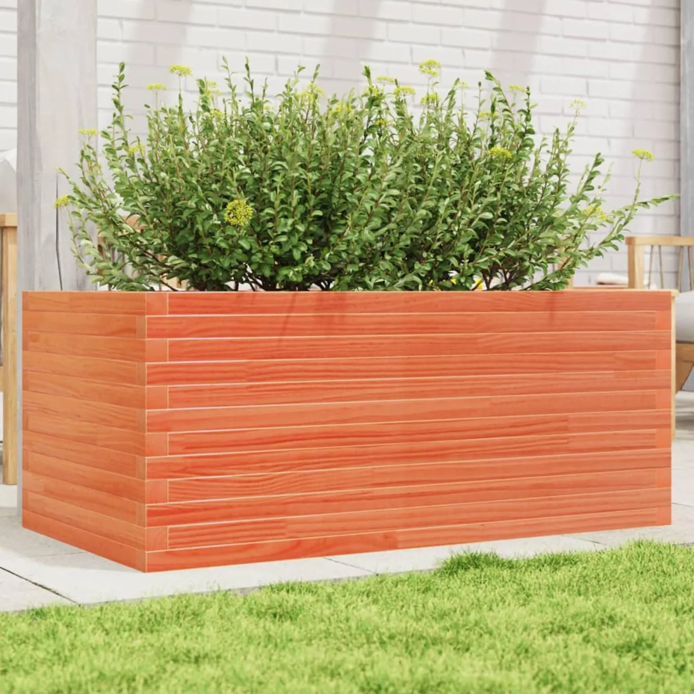 Gecheer Pflanzkübel Wachsbraun 110x60x45 5 cm Massivholz Kiefer robust und stabil für Garten Dekoration - Bild 1