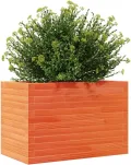 Gecheer Pflanzkübel Wachsbraun 70x40x45,5 cm Massivholz Kiefer Robustes Holzrahmen für Garten Dekoration - Thumbnail 5