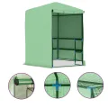 Gecheer Gewächshaus mit Ablagen Stahl 227x223 cm großes Gewächshaus PE-Netzgewebe 170 g/m² Robustes Stahlgerüst für Pflanzen und Gemüse - Thumbnail 2