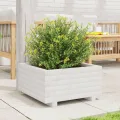 Pflanzkübel Weiß 50x50x26 5 cm Massivholz Kiefer robust und stabil gerader Rahmen viel Platz dekorativ für Garten Dekoration - Thumbnail 3