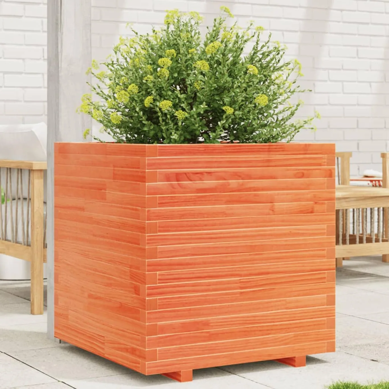 Gecheer Pflanzkübel Wachsbraun Massivholz Kiefer großes Fassungsvermögen dekorative Funktion für Gärten Balkone Terrassen - Bild 1