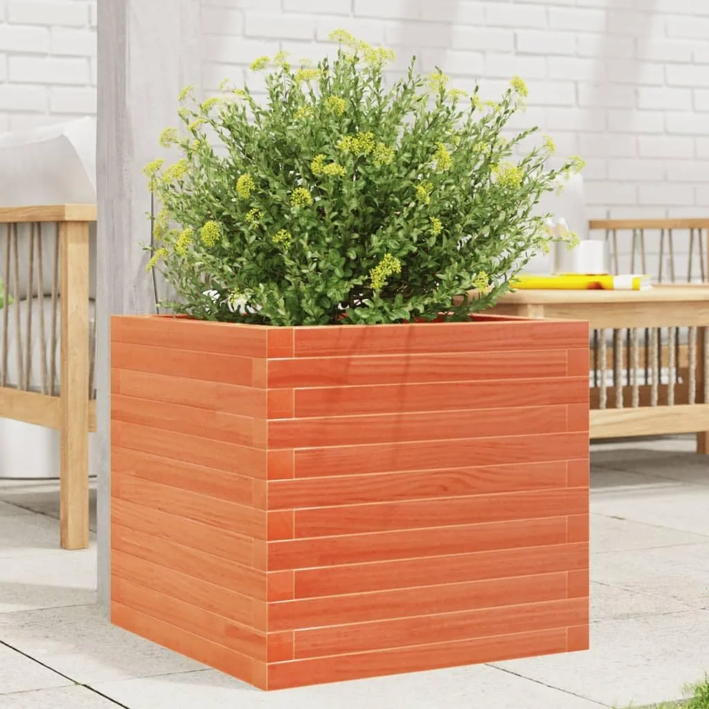 Gecheer Pflanzkübel Wachsbraun 50x50x45 5 cm Massivholz Kiefer robust und stabil für Garten Dekoration - Bild 1