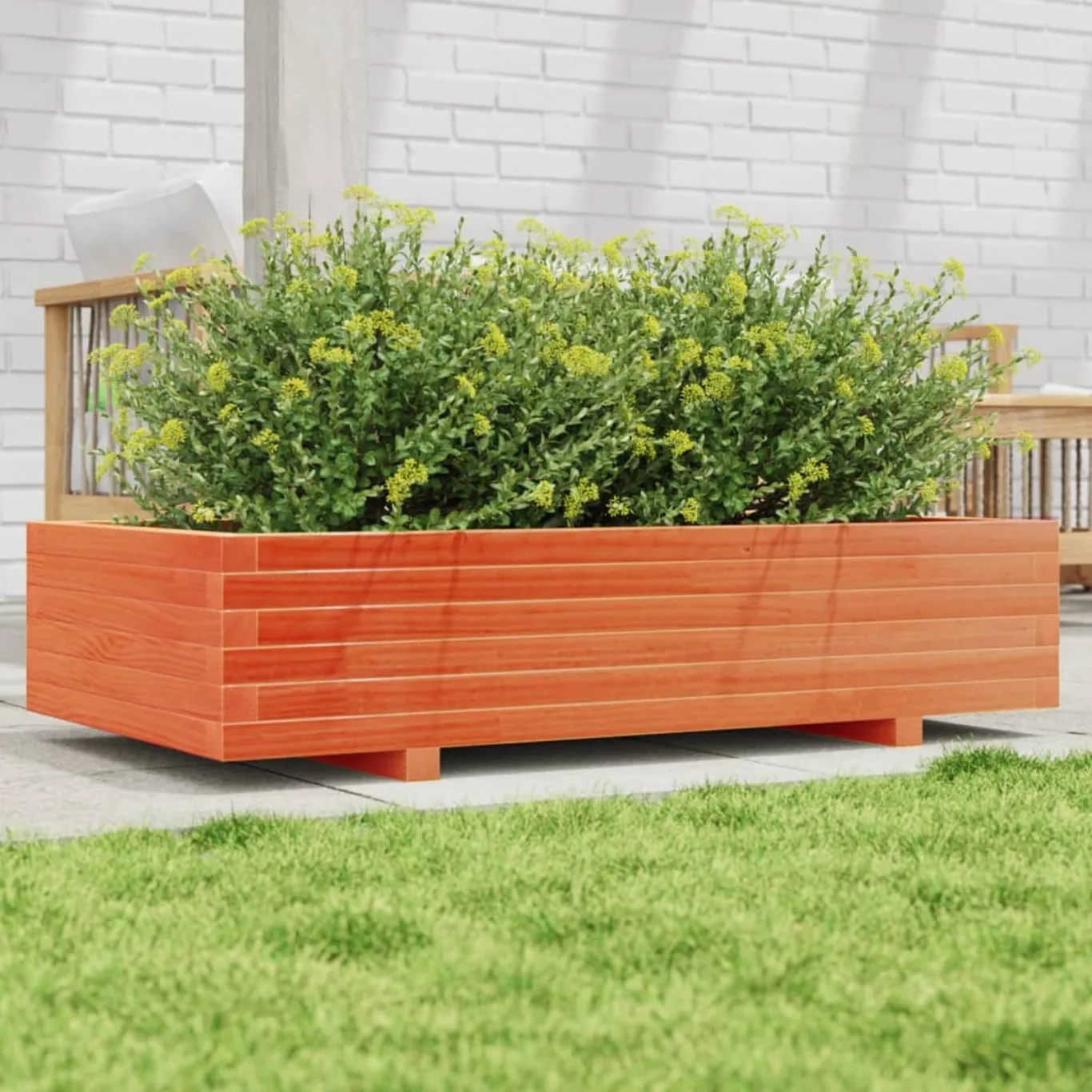 Gecheer Pflanzkübel Wachsbraun Massivholz Kiefer robust dekorativ für Garten Balkon Terrasse - Bild 1