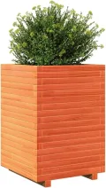 Gecheer Pflanzkübel Wachsbraun 50x50x72 cm Massivholz Kiefer großer Raum für Pflanzen Dekoration für Gärten Balkone Terrassen - Thumbnail 5