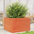 Gecheer Pflanzkübel Wachsbraun, 70x70x45,5 cm, Massivholz Kiefer, robust, viel Platz für Pflanzen, offener Boden - Thumbnail 1