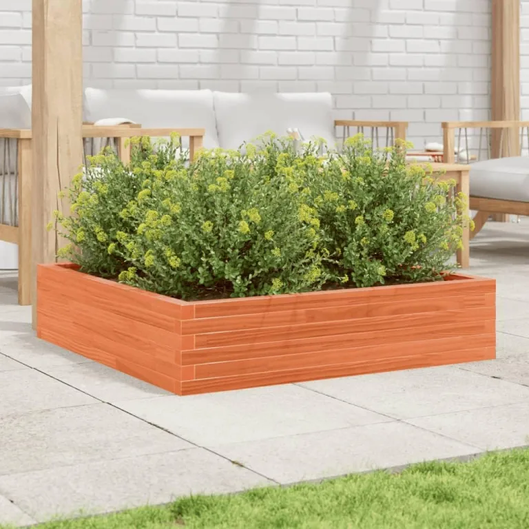 Gecheer Pflanzkübel Wachsbraun 100x100x23 cm Massivholz Kiefer Robustes Holzgerüst viel Platz für Pflanzen und Blumen for Garten Dekoration – Bild 3