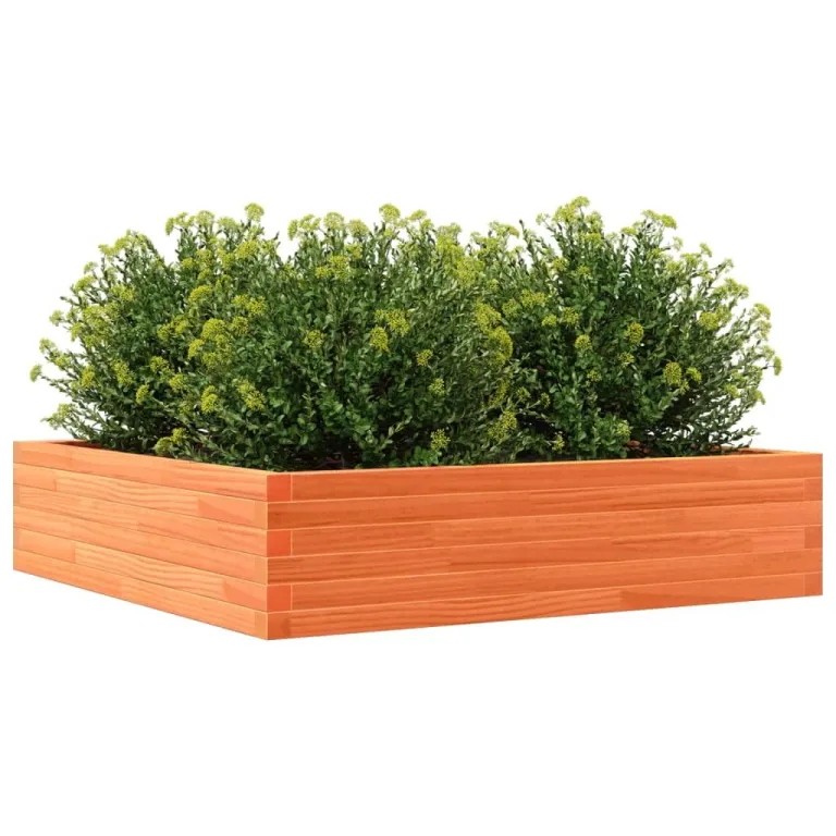 Gecheer Pflanzkübel Wachsbraun 100x100x23 cm Massivholz Kiefer Robustes Holzgerüst viel Platz für Pflanzen und Blumen for Garten Dekoration – Bild 4