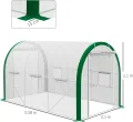 Outsunny Foliengewächshaus 3,58 x 2,1 x 2,1 m Tomatenhaus mit Rolltür Fenster, Treibhaus Tunnel Gewächshaus Pflanzenhaus für Garten Balkon, Verzinkter Stahl, Weiß - Thumbnail 7