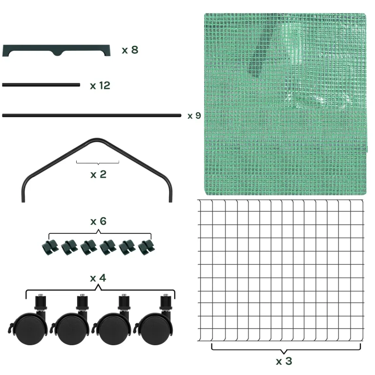 WOLTU Gewächshaus mit Rollen, Foliengewächshaus mit 3 Regalen, halbtransparentes Tomatengewächshaus mit aufrollbarer Tür, Winterschutz für Pflanzen, für Balkon Terrasse Garten, 70x50x131 cm, Grün – Bild 8