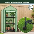 WOLTU Gewächshaus mit Rollen, Foliengewächshaus mit 3 Regalen, halbtransparentes Tomatengewächshaus mit aufrollbarer Tür, Winterschutz für Pflanzen, für Balkon Terrasse Garten, 70x50x131 cm, Grün - Thumbnail 3