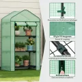 WOLTU Gewächshaus mit Rollen, Foliengewächshaus mit 3 Regalen, halbtransparentes Tomatengewächshaus mit aufrollbarer Tür, Winterschutz für Pflanzen, für Balkon Terrasse Garten, 70x50x131 cm, Grün - Thumbnail 4