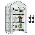 WOLTU Gewächshaus mit Rollen, Foliengewächshaus mit 3 Regalen, halbtransparentes Tomatengewächshaus mit aufrollbarer Tür, Winterschutz für Pflanzen, für Balkon Terrasse Garten, 70x50x131 cm, Grün - Thumbnail 10