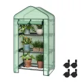 WOLTU Gewächshaus mit Rollen, Foliengewächshaus mit 3 Regalen, halbtransparentes Tomatengewächshaus mit aufrollbarer Tür, Winterschutz für Pflanzen, für Balkon Terrasse Garten, 70x50x131 cm, Grün - Thumbnail 1