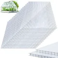 10x Polycarbonat Hohlkammerstegplatten 8mm, 60.5 x 121 cm Zuschneidbarer, Gewächshausplatten UV-beständigen für Gewächshaus Gartenbau Treibhaus Ersatzplatten - Thumbnail 1