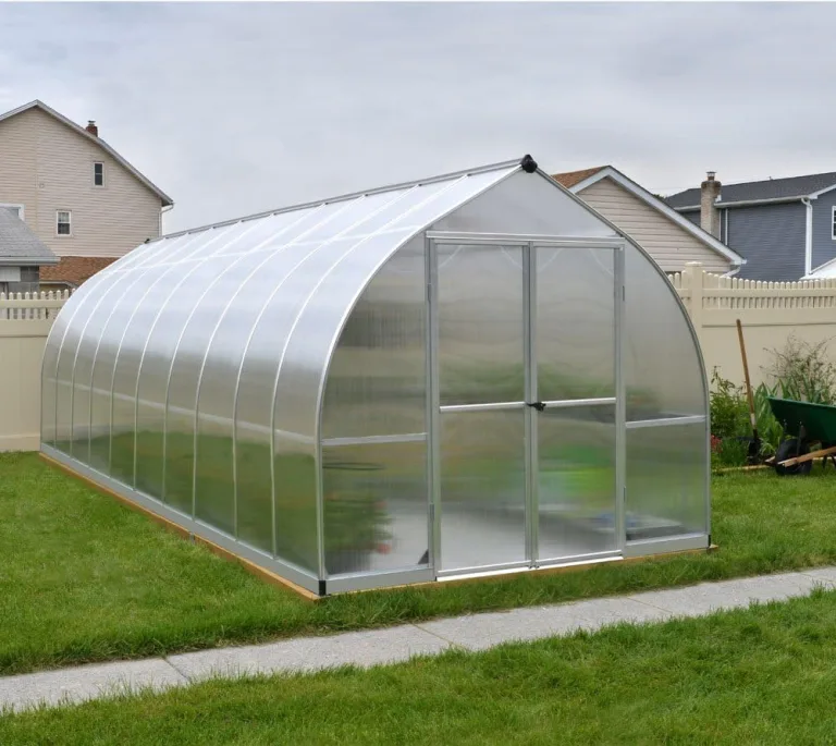 Palram-Canopia Aluminium Gewächshaus Bella 820 | 601x244 cm | Zwiebelform | 6 mm Polycarbonat-Doppelstegpaneele | Inkl. Zubehörset | UV-beständig & wetterfest | Mit Doppelflügeltür & 4 Dachfenstern – Bild 8