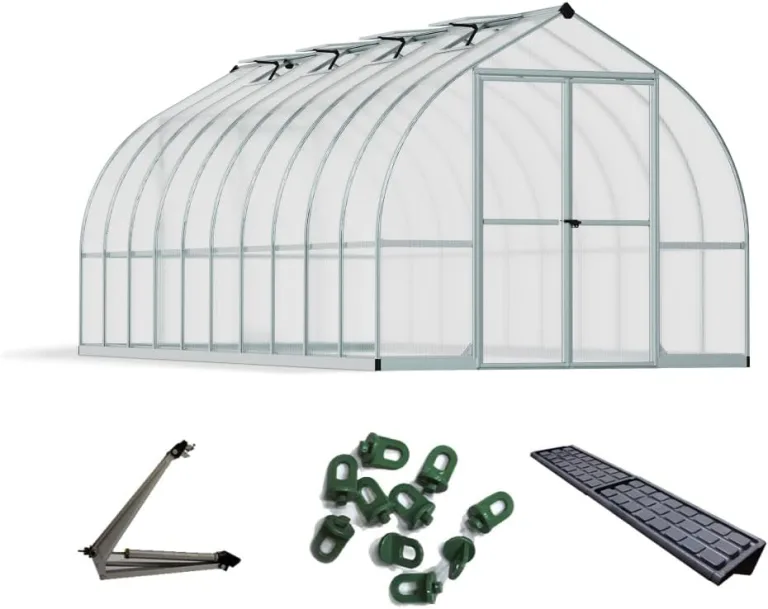 Palram-Canopia Aluminium Gewächshaus Bella 820 | 601x244 cm | Zwiebelform | 6 mm Polycarbonat-Doppelstegpaneele | Inkl. Zubehörset | UV-beständig & wetterfest | Mit Doppelflügeltür & 4 Dachfenstern – Bild 1