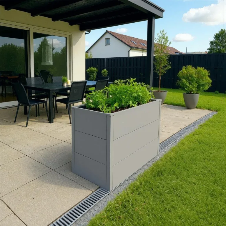 Metzler Hochbeet für den Garten oder Balkon – Stahl in Grau | Witterungsbeständiges Metall-Gartenbeet, Pflanzenbeet, Blumenhochbeet | 100 x 50 x 77 cm – Bild 4