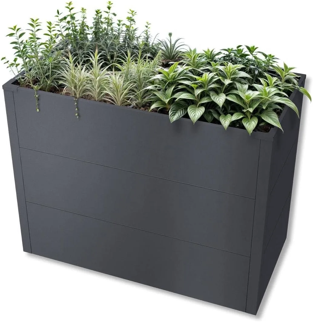 Metzler Hochbeet für den Garten oder Balkon – Stahl in Eisenglimmer | Witterungsbeständiges Metall-Gartenbeet, Pflanzenbeet, Blumenhochbeet | 100 x 50 x 77 cm - Bild 1