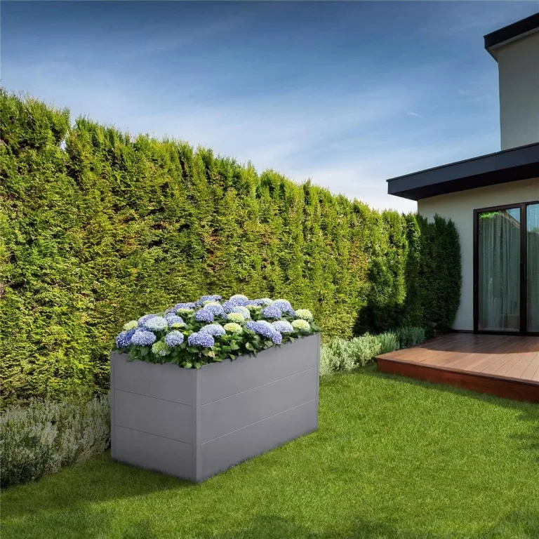 Metzler Hochbeet für den Garten – Stahl in Grau | Witterungsbeständiges Metall-Gartenbeet, Pflanzenbeet, Blumenhochbeet | 150 x 75 x 77 cm – Bild 2