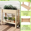 COSTWAY Hochbeet mit Ablage, Erhöhtes Gartenbeet aus Holz, Pflanzkasten mit Entwässerung, Gemüsebeet Kräuterbeet groß, für Balkon Garten Terrasse, 81 x 37 x 77 cm, Natur - Thumbnail 6