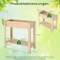 COSTWAY Hochbeet mit Ablage, Erhöhtes Gartenbeet aus Holz, Pflanzkasten mit Entwässerung, Gemüsebeet Kräuterbeet groß, für Balkon Garten Terrasse, 81 x 37 x 77 cm, Natur - Thumbnail 7