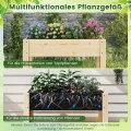COSTWAY Hochbeet mit Ablage, Erhöhtes Gartenbeet aus Holz, Pflanzkasten mit Entwässerung, Gemüsebeet Kräuterbeet groß, für Balkon Garten Terrasse, 81 x 37 x 77 cm, Natur - Thumbnail 4