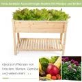 COSTWAY Hochbeet mit Ablage, Pflanzkübel Holz Pflanzkasten Blumenbeet Kräuterbeet Pflanztrog, Pflanzbeet groß Anzuchtbeet im Garten Balkon, 92 x 41 x 81 cm, Natur - Thumbnail 7
