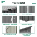 Thanaddo Metall Gerätehaus Gartenhaus 110x229x192cm, Geräteschuppen mit Pultdach, wetterfest Gartenschuppen Inkl. Metallfundament (ohne Boden) für Outdoor Garten Terrasse, Grau - Thumbnail 7
