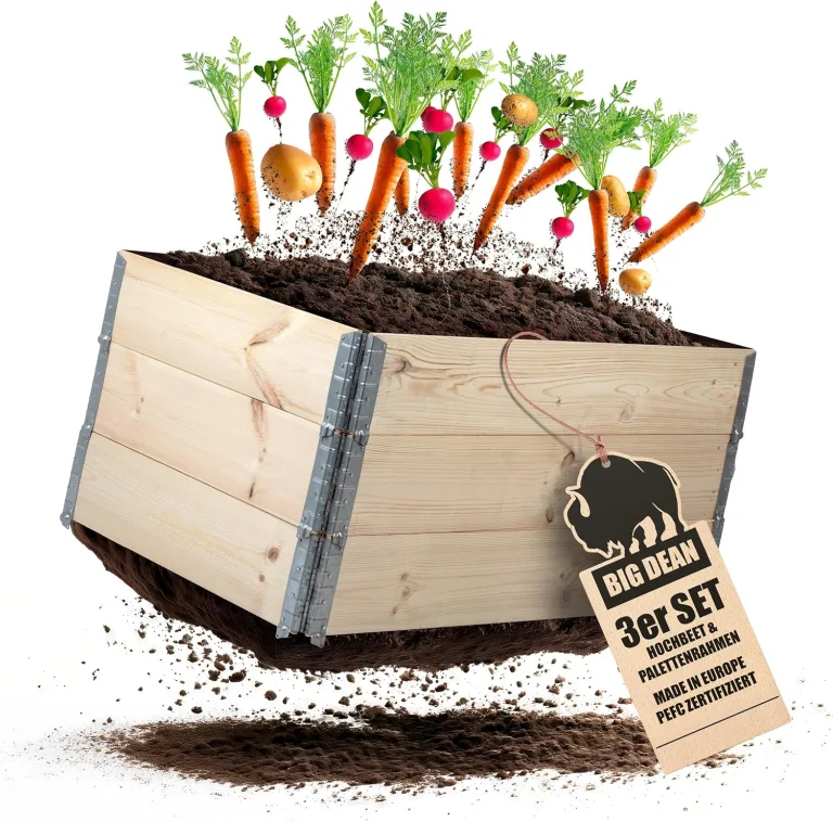 3 Stück Hochbeet für Garten Holz Beet Hochbeete-Kit Palettenrahmen 120x80cm – Bild 1